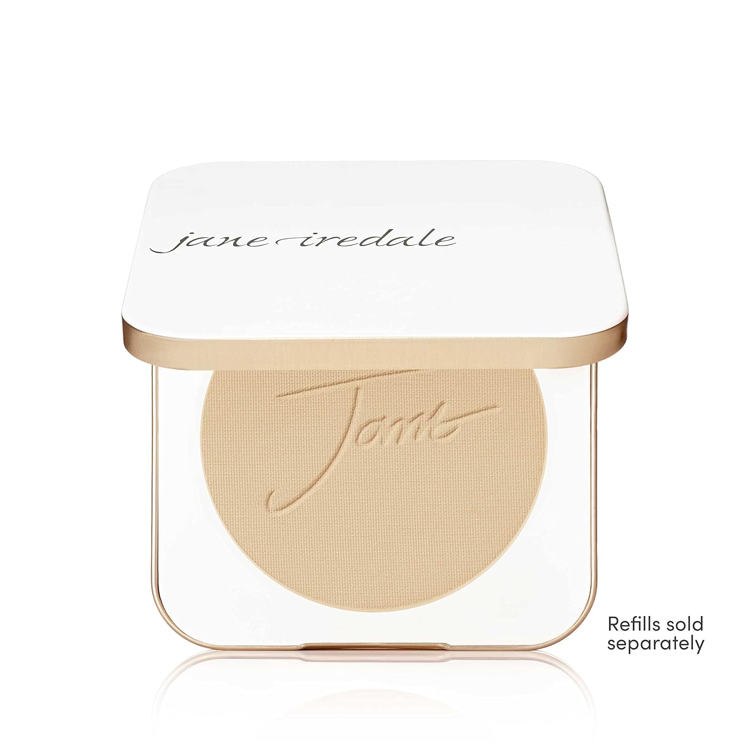jane iredale Refillable Compact | Aluminum Shell & Magnetic Closure | Interior Mirror for On-The-Go Use | Compatible with all Powder Refills | White