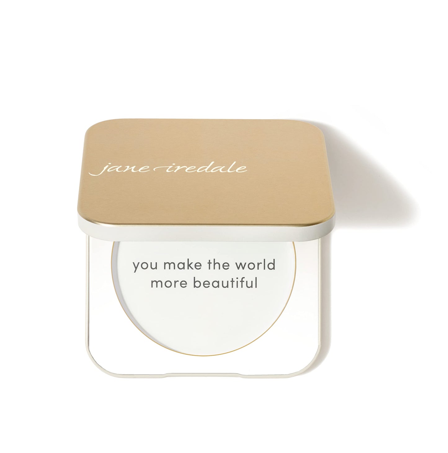 jane iredale Refillable Compact | Aluminum Shell & Magnetic Closure | Interior Mirror for On-The-Go Use | Compatible with all Powder Refills | White